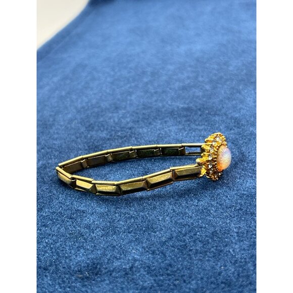 Vintage Gold Opal & Diamond Bracelet - Picture 4 of 8